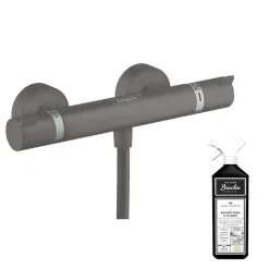 Mitigeur douche thermostatique HANSGROHE Ecostat Comfort noir chromé brossé + Nettoyant Briochin