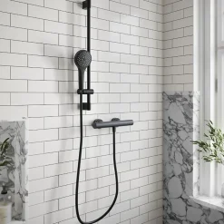 Mitigeur douche thermostatique VILLEROY ET BOCH Universal rond Noir mat