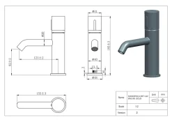 Mitigeur lavabo bas avec vidage en laiton doré et marbre blanc, Essebagno Manopola