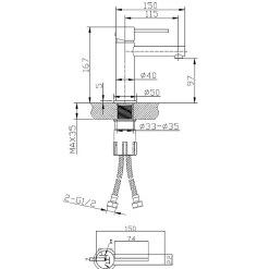 Mitigeur lavabo bas cuivre brossé Essebagno Luisa