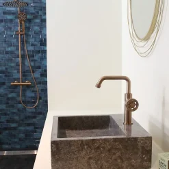 Mitigeur lavabo bas cuivre brossé Essebagno Indus
