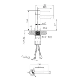 Mitigeur lavabo bas or brossé Essebagno Luisa