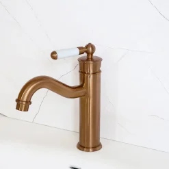 Mitigeur lavabo bas rétro cuivre brossé Essebagno Leeds