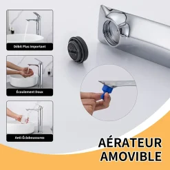 Mitigeur Lavabo Chromé Bec Haut Monocommande Robinet de Lavabo Eau Chaude et Froide pour Vasque à Poser Salle de Bain