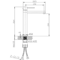 Mitigeur lavabo haut cuivre brossé Essebagno Luisa