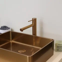 Mitigeur lavabo haut cuivre brossé Essebagno Luisa