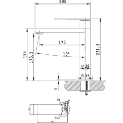 Mitigeur lavabo haut gris gun métal Essebagno Allure