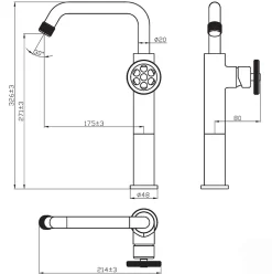 Mitigeur lavabo haut noir Essebagno Indus
