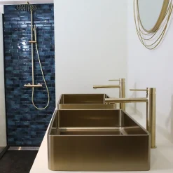 Mitigeur lavabo haut or brossé Essebagno Luisa
