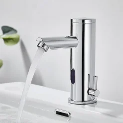 Mitigeur lavabo Infrarouge Auralum max robinet lavabo capteur automatique, Robinet de Salle de Bain en Laiton Chromé