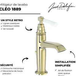 Mitigeur lavabo JACOB DELAFON Cléo 1889 Or beige