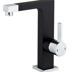 Mitigeur lavabo noir chromé Essebagno Short
