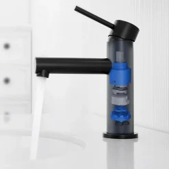Mitigeur Lavabo, Robinet Lavabo ,Robinet de Salle Bain à économie d'eau Monocommande avec Aérateur Démotable, Noir