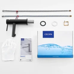 Mitigeur Lavabo, Robinet Lavabo ,Robinet de Salle Bain à économie d'eau Monocommande avec Aérateur Démotable, Noir