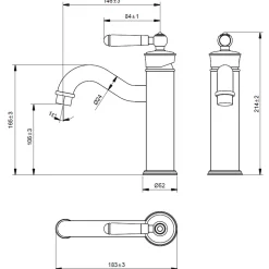 Mitigeur lavabo rétro bas or brossé Essebagno Leeds