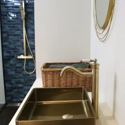 Mitigeur lavabo rétro haut or brossé Essebagno Leeds