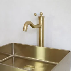 Mitigeur lavabo rétro haut or brossé Essebagno Leeds