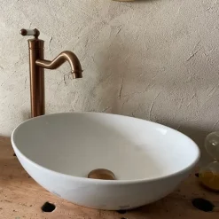 Mitigeur lavabo rétro haut cuivre brossé Essebagno Leeds