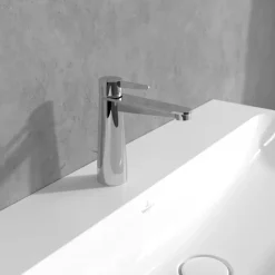 Mitigeur lavabo VILLEROY ET BOCH Conum ouverture dessus avec tirette Chrome Or brossé