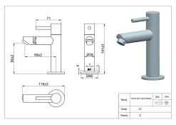 Mitigeur lave-mains or brossé eau froide Essebagno Deco