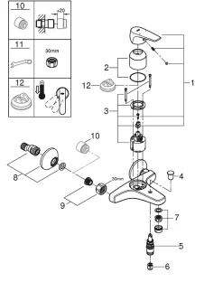 Mitigeur mécanique bain/douche chrome Start Flow Grohe