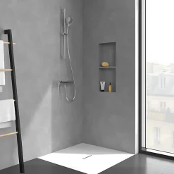 Mitigeur mécanique douche VILLEROY ET BOCH Loop & Friends Chrome + Ensemble de douche VILLEROY ET BOCH Verve Showers 3 jets Chrome