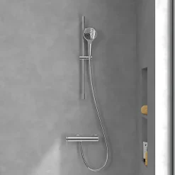 Mitigeur mécanique douche VILLEROY ET BOCH Loop & Friends Chrome + Ensemble de douche VILLEROY ET BOCH Verve Showers 3 jets Chrome