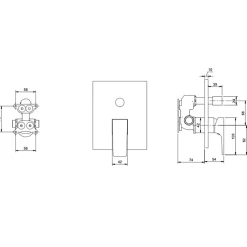 Mitigeur mécanique encastré avec inverseur VILLEROY ET BOCH Architectura Square Noir mat