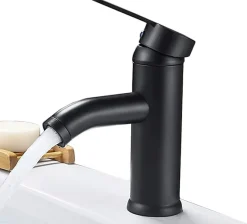 Mitigeur monocommande noir avec mitigeur eau chaude et eau froide pour salle de bain et cuisine