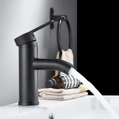 Mitigeur monocommande noir avec mitigeur eau chaude et eau froide pour salle de bain et cuisine