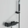 Mitigeur mural bain-douche en laiton noir mat avec douchette, moderne, chaud/froid, 26 cm
