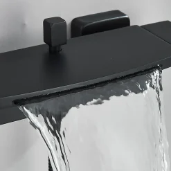 Mitigeur mural bain-douche en laiton noir mat avec douchette, moderne, chaud/froid, 26 cm