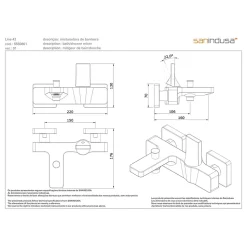 Mitigeur mural pour baignoire design plat épuré fonction douche SANINDUSA Line 42 blanc et chrome livré avec rosaces de finition