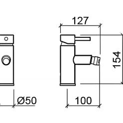 Mitigeur pour bidet bec contemporain mousseur Éco orientable SANINDUSA Éco Tube chromé livré avec 2 flexibles