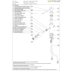Mitigeur pour bidet bec contemporain mousseur Éco orientable SANINDUSA Éco Tube chromé livré avec 2 flexibles