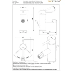 Mitigeur pour bidet bec contemporain mousseur Éco orientable SANINDUSA Éco Tube chromé livré avec 2 flexibles et vidage à tirette