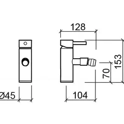 Mitigeur pour bidet bec contemporain SANINDUSA Tube chromé livré avec 2 flexibles
