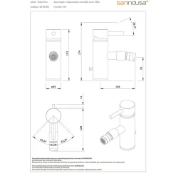 Mitigeur pour bidet bec contemporain mousseur Éco SANINDUSA Tube chromé livré avec 2 flexibles et son vidage à tirette