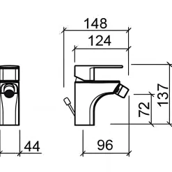 Mitigeur pour bidet mousseur orientable SANINDUSA Advance chromé système Écospot livré avec son vidage à tirette chromé