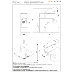 Mitigeur pour bidet mousseur orientable SANINDUSA Advance chromé système Écospot livré avec son vidage à tirette chromé