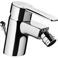 Mitigeur pour bidet mousseur orientable SANINDUSA Alfa Start chromé livré avec 2 flexibles et son vidage à tirette