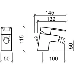 Mitigeur pour bidet mousseur orientable SANINDUSA Alfa Start chromé livré avec 2 flexibles et son vidage à tirette