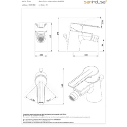 Mitigeur pour bidet mousseur orientable SANINDUSA Alfa Start chromé livré avec 2 flexibles et son vidage à tirette