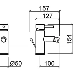 Mitigeur pour bidet mousseur orientable SANINDUSA Icone chromé livré avec fixation 2 flexibles et son vidage à tirette