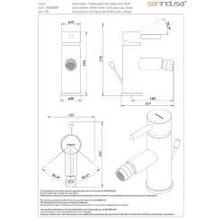 Mitigeur pour bidet mousseur orientable SANINDUSA Icone chromé livré avec fixation 2 flexibles et son vidage à tirette