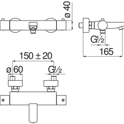 Mitigeur thermostatique bain-douche TAGO - Chromé