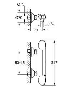Mitigeur thermostatique douche GROHTHERM 1000 - C3 NOUVEAU - Chromé