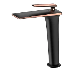 Mitigeur vasque haut Noir & Or rose - Brittia
