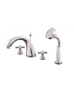 Mélangeur baignoire 4 trous avec inverseur MORAVA RETRO en laiton chromé