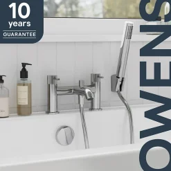 Mélangeur bain douche + douchette et flexible, chrome, GoodHome Owens